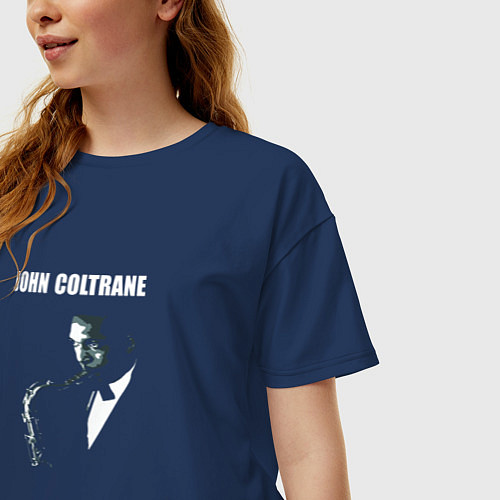 Женская футболка оверсайз John Coltrane jazz legend / Тёмно-синий – фото 3
