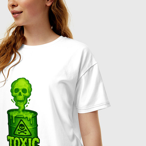 Женская футболка оверсайз Toxic зеленая кислота / Белый – фото 3