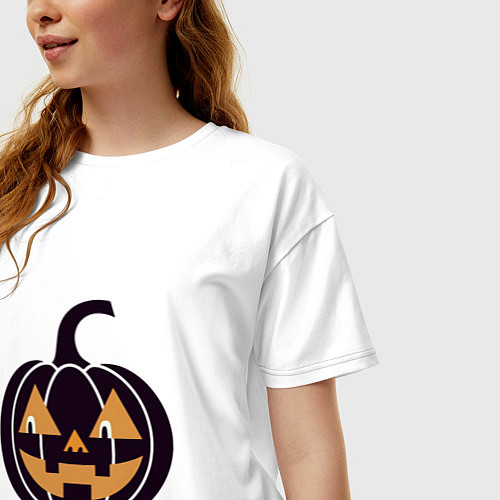 Женская футболка оверсайз Тыква Джек фонарь Хэллоуин / Белый – фото 3