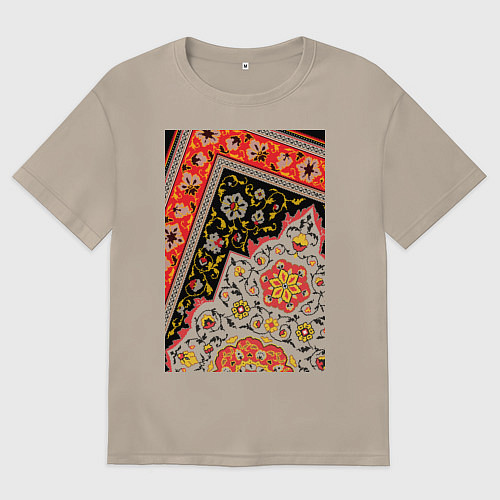 Женская футболка оверсайз Уголок пиксельного ковра / Миндальный – фото 1