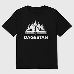 Футболка оверсайз женская Дагестанские горы с узорами, цвет: черный