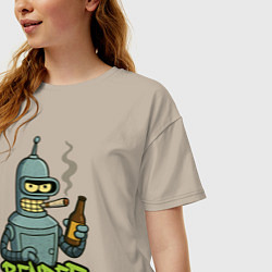 Футболка оверсайз женская Bender with beer, цвет: миндальный — фото 2