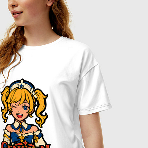 Женская футболка оверсайз Поп-арт Барбары Genshin Impact / Белый – фото 3