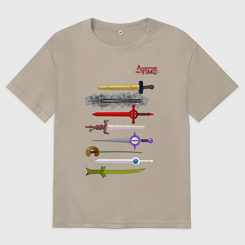 Женская футболка оверсайз Adventure time swords / Миндальный – фото 1