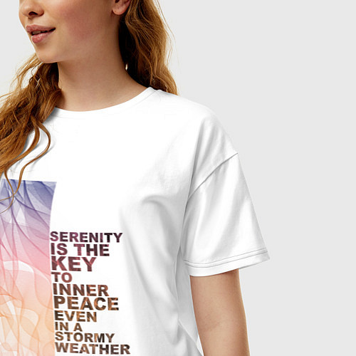 Женская футболка оверсайз Serenity is the key / Белый – фото 3