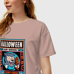 Футболка оверсайз женская Halloween werewolf, цвет: пыльно-розовый — фото 2