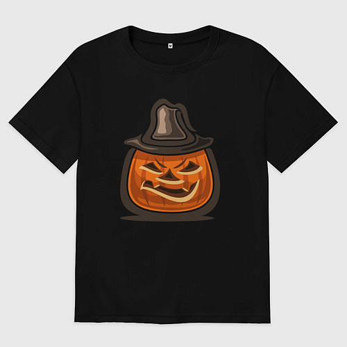 Женская футболка оверсайз Pumpkin hat / Черный – фото 1