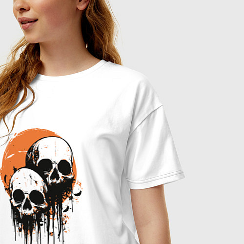 Женская футболка оверсайз Два черепка / Белый – фото 3