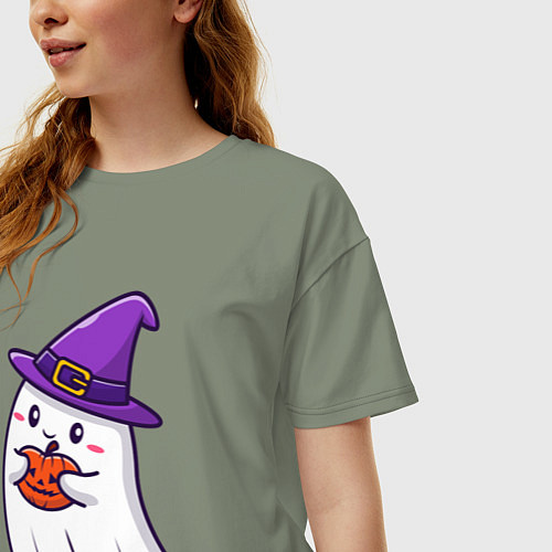 Женская футболка оверсайз Добрый призрак / Авокадо – фото 3