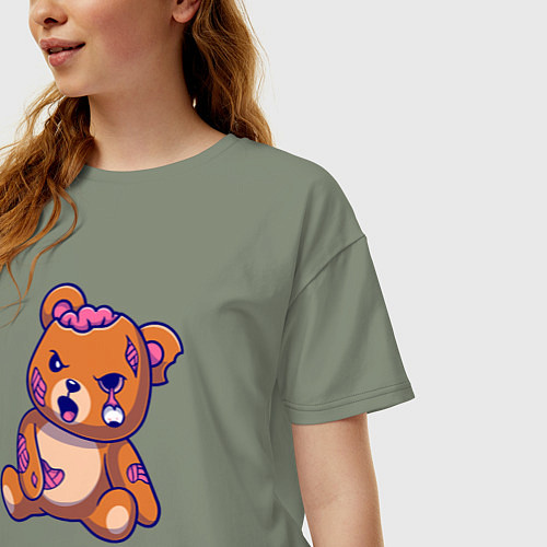 Женская футболка оверсайз Мишка зомби / Авокадо – фото 3