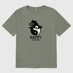 Футболка оверсайз женская Счастливого Хэллоуина и гармонии, цвет: авокадо