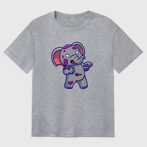 Женская футболка оверсайз Слоник зомби / Меланж – фото 1