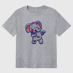 Футболка оверсайз женская Слоник зомби, цвет: меланж