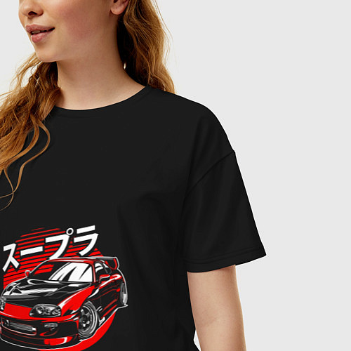 Женская футболка оверсайз Твоя мечта японский авто / Черный – фото 3