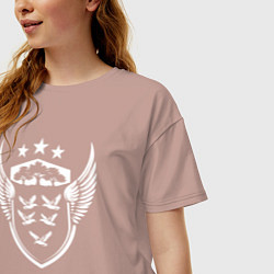 Футболка оверсайз женская Пять птиц на геральдическом щите, цвет: пыльно-розовый — фото 2