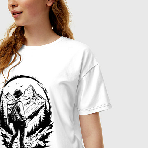 Женская футболка оверсайз В поисках вершины / Белый – фото 3