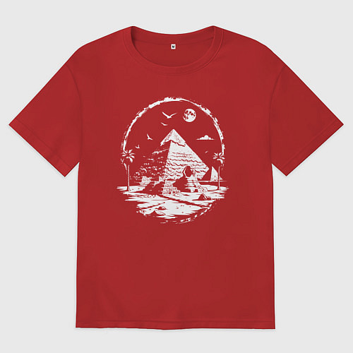 Женская футболка оверсайз Лунная тайна пирамид / Красный – фото 1