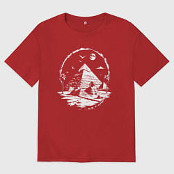 Футболка оверсайз женская Лунная тайна пирамид, цвет: красный