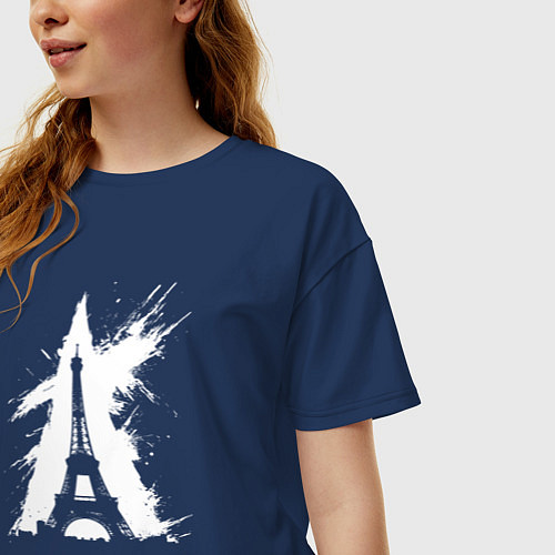 Женская футболка оверсайз Парижская тайна / Тёмно-синий – фото 3