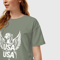 Футболка оверсайз женская USA нимфа, цвет: авокадо — фото 2
