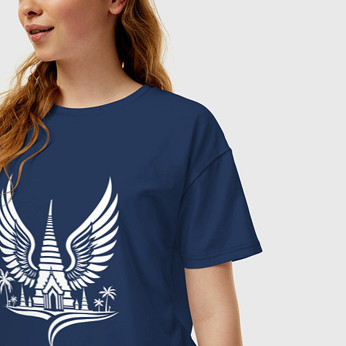 Женская футболка оверсайз Хранитель тропиков / Тёмно-синий – фото 3