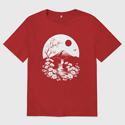 Футболка оверсайз женская Лунная гармония Фудзи, цвет: красный
