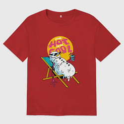 Футболка оверсайз женская Тающий снеговик, цвет: красный