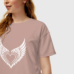 Футболка оверсайз женская Сердце с крыльями ангела, цвет: пыльно-розовый — фото 2
