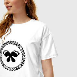 Футболка оверсайз женская Круговой орнамент из следов, цвет: белый — фото 2