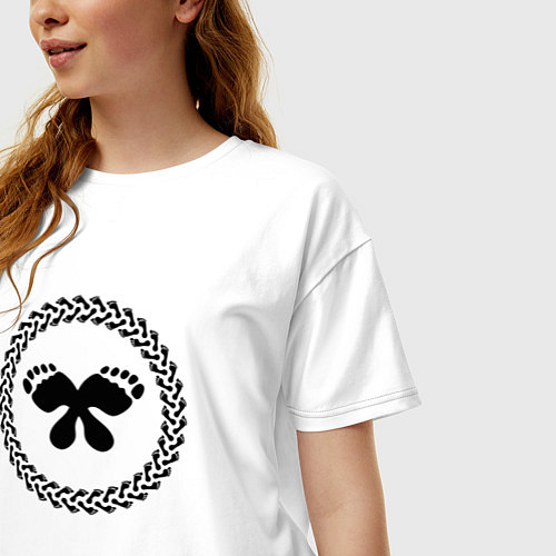 Женская футболка оверсайз Круговой орнамент из следов / Белый – фото 3