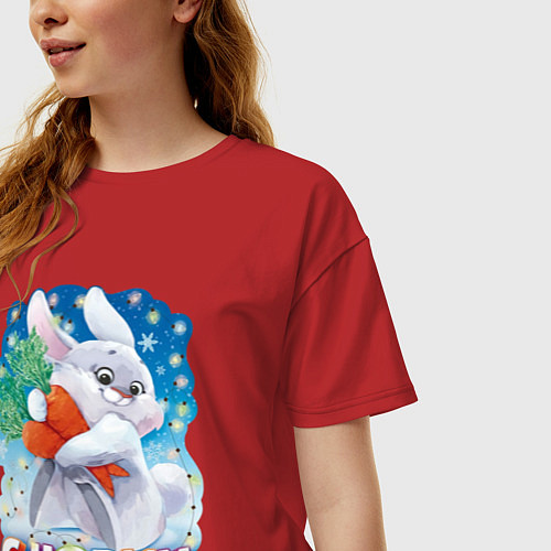 Женская футболка оверсайз С Новым годом / Красный – фото 3