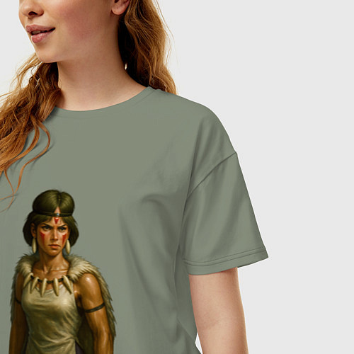 Женская футболка оверсайз Принцесса Мононоке реализм / Авокадо – фото 3