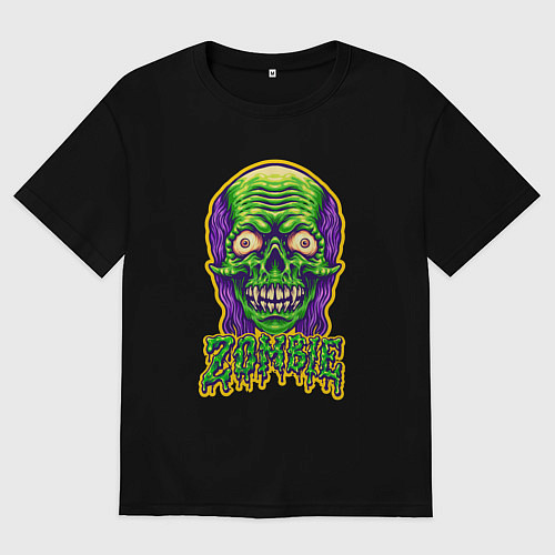 Женская футболка оверсайз Evil zombie / Черный – фото 1