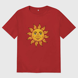 Футболка оверсайз женская Солнце ретро, цвет: красный