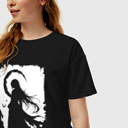 Футболка оверсайз женская Девушка гот аниме, цвет: черный — фото 2