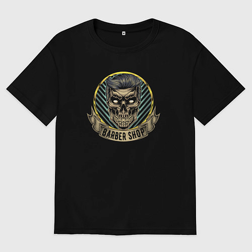 Женская футболка оверсайз Barber shop / Черный – фото 1