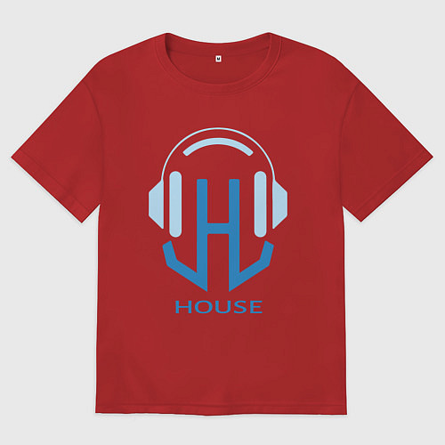 Женская футболка оверсайз Логотип House Music / Красный – фото 1