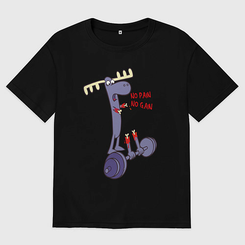 Женская футболка оверсайз Лось штангист / Черный – фото 1