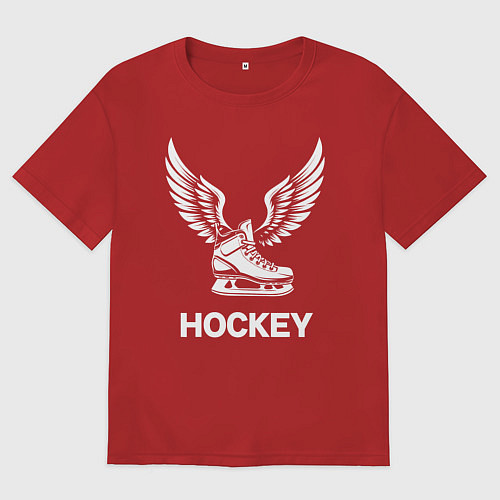 Женская футболка оверсайз Крылатый хоккейный конек / Красный – фото 1