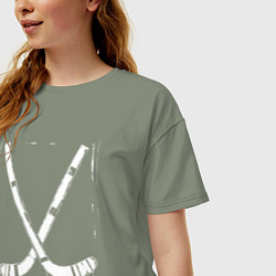 Футболка оверсайз женская Перекрестие хоккейных клюшек, цвет: авокадо — фото 2
