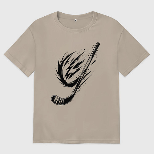 Женская футболка оверсайз Динамичная клюшка / Миндальный – фото 1