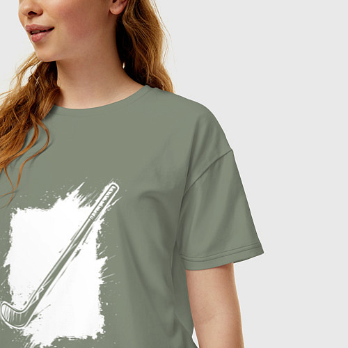 Женская футболка оверсайз Хоккейная клюшка в квадрате / Авокадо – фото 3