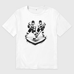 Футболка оверсайз женская Хоккейная дуэль, цвет: белый