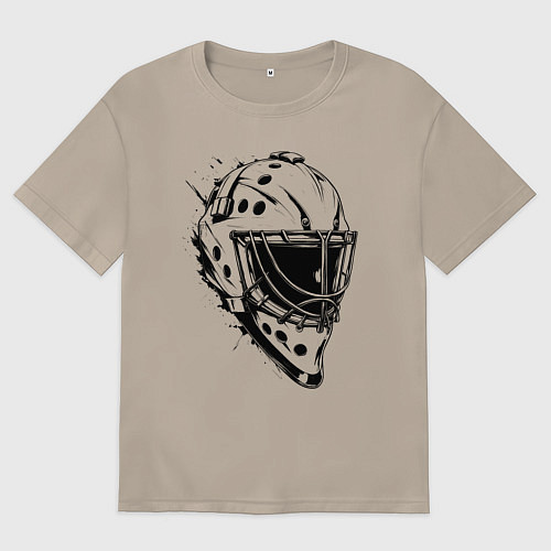 Женская футболка оверсайз Черная вратарская маска / Миндальный – фото 1