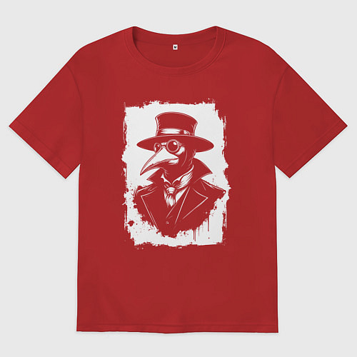 Женская футболка оверсайз Чумной доктор в шляпе / Красный – фото 1