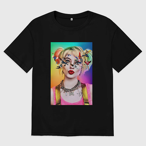 Женская футболка оверсайз Весёлая Харли Квинн / Черный – фото 1