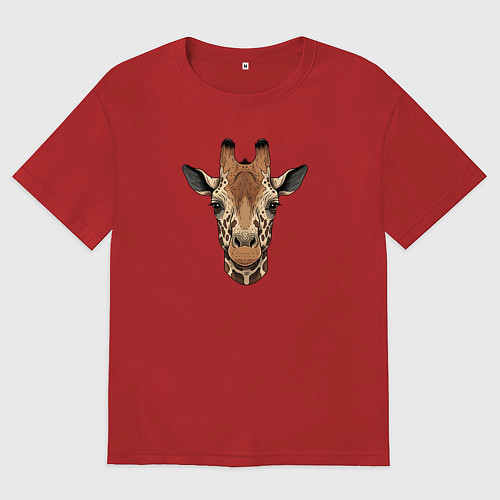 Женская футболка оверсайз Портрет жирафа / Красный – фото 1