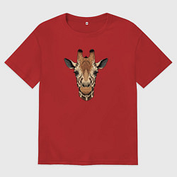 Футболка оверсайз женская Портрет жирафа, цвет: красный