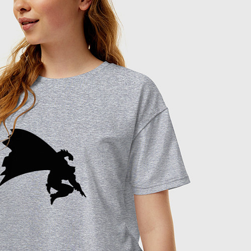 Женская футболка оверсайз Batman fight / Меланж – фото 3