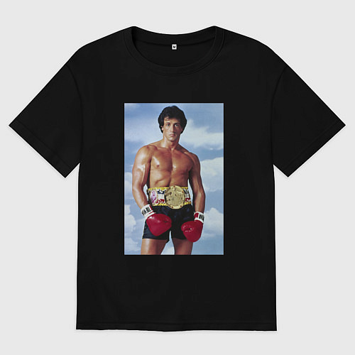 Женская футболка оверсайз Рокки чемпион / Черный – фото 1